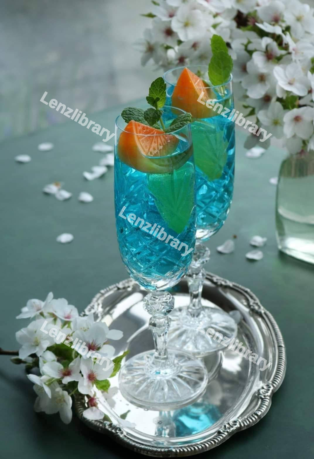 Glasses of Blue Lagoon cocktail